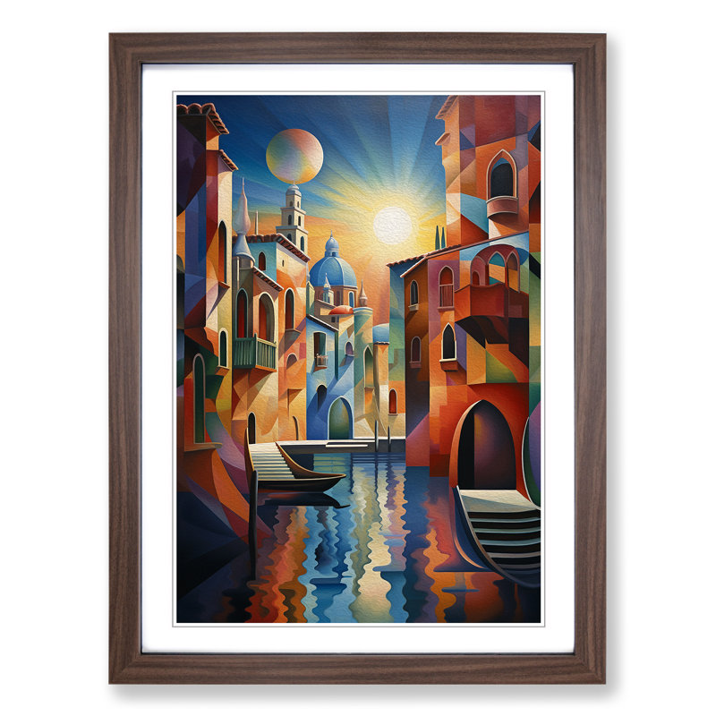 Venice Futurism Art - Framed Print, 46cm H x 34cm W, Walnut Framed
