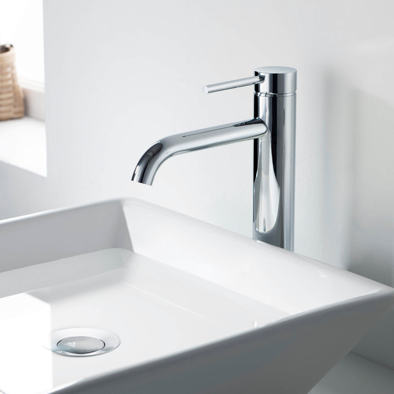 Chrome High Arc Single Handle Vessel Sink Faucet