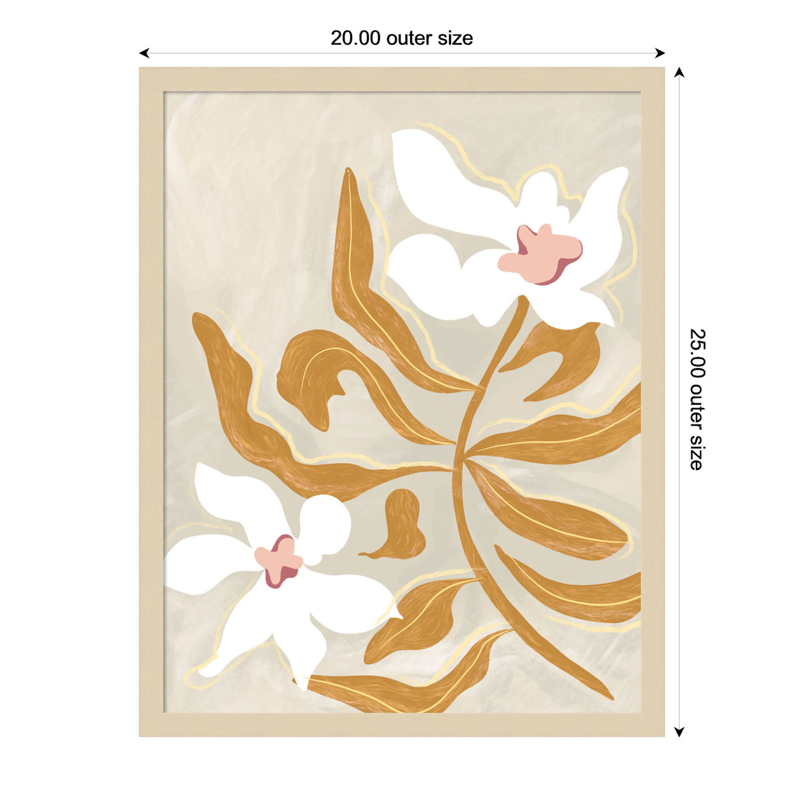 Pattison "Flower Flower Flower" Print, Brown, 25" H x 20" W