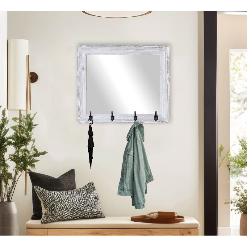 Miroir Tecopa, Blanc délavé / acier