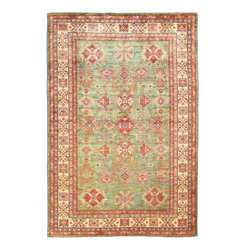 Tapis oriental vert / rouge en coton / laine 8 pi 7 po x 5 pi 9 po Oriental