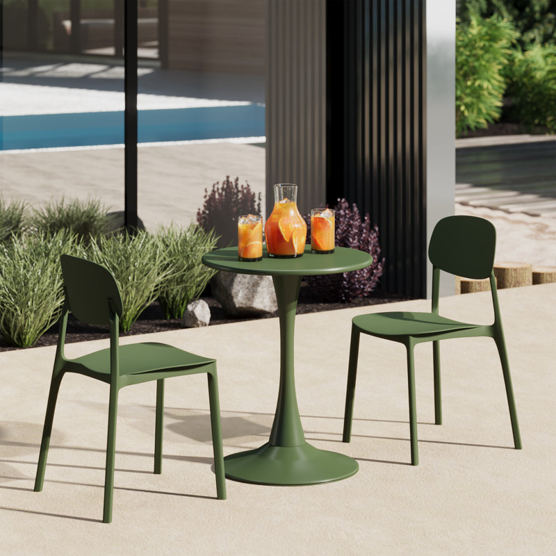 Outdoor Round Dining Set, Green