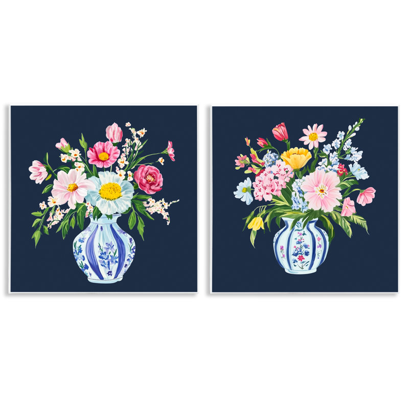 Ensemble de 2 plaques murales vases simple chinoiserie, design par Yen