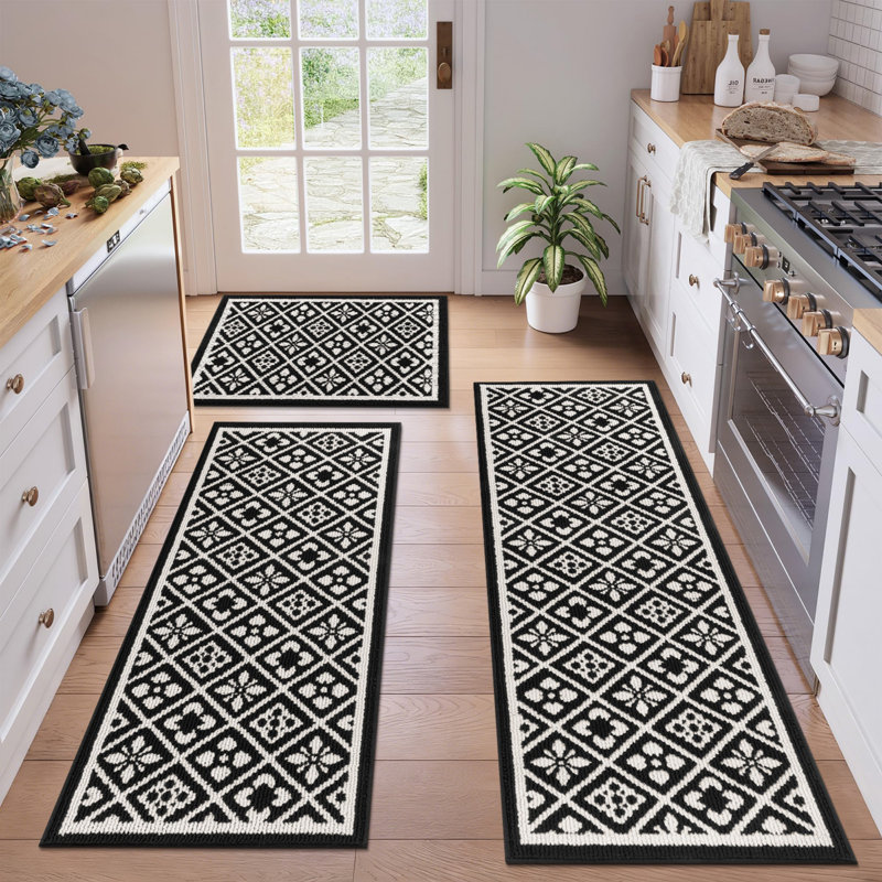 Machine Washable Non-Slip Kitchen Mat, Black