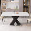 Table de salle à manger moderne extensible carrée avec plateau en marbre imprimé et pieds en MDF en X et base en métal-1700773599-1683191174