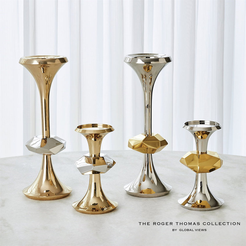 Gabriel Nickel Candle Holder-Lg