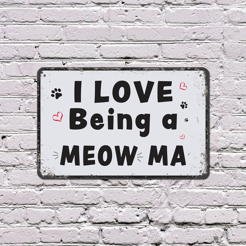 Enseigne en plastique 8 po x 12 po Cat Mom