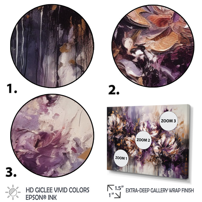 Rozamond - Œillet crème mauve sur fleur, H 24 po x l 32 po x P 1 po, Cadre flottant noir