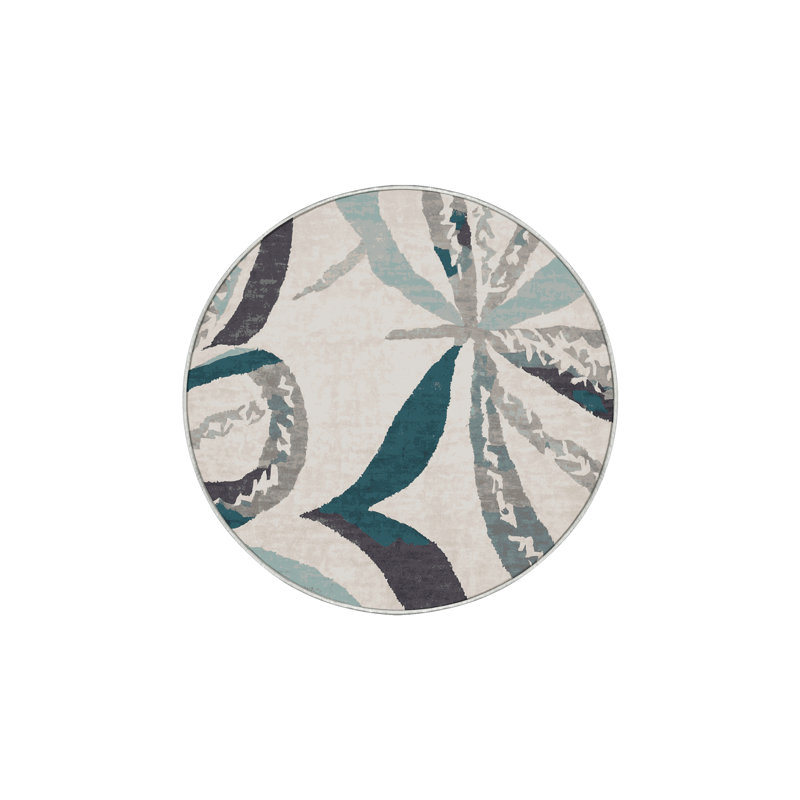 Tapis beige soyeux et moelleux, Rond 6 pi