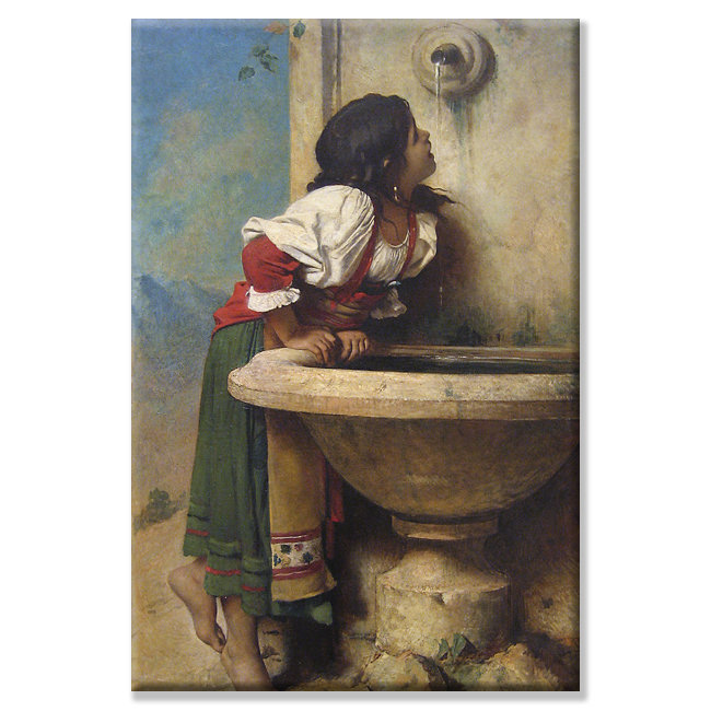 Fille romaine à une fontaine - impression, H 36 po x l 24 po x P 1,5 po