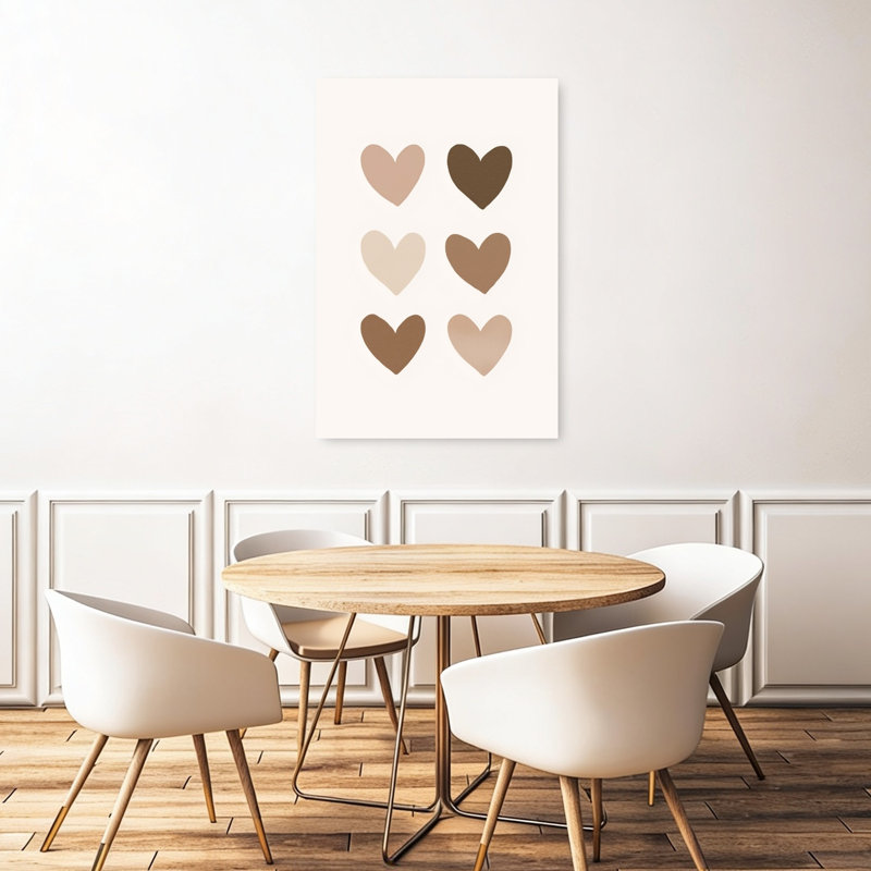 Harmonie des cœurs - Affiche murale moderne abstraite, H 48 po x l 32 po