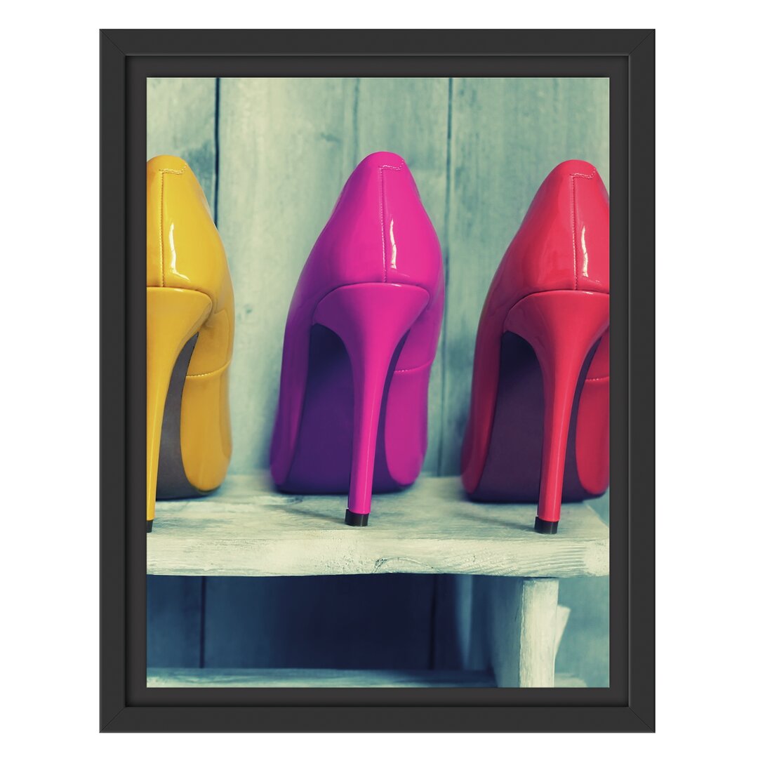 Gerahmtes Wandbild Bunte High Heels