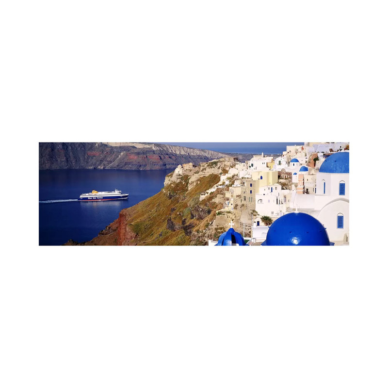 Buildings In A Valley, Santorini, Cyclades Islands, Greece - Wrapped Canvas Panoramic Print