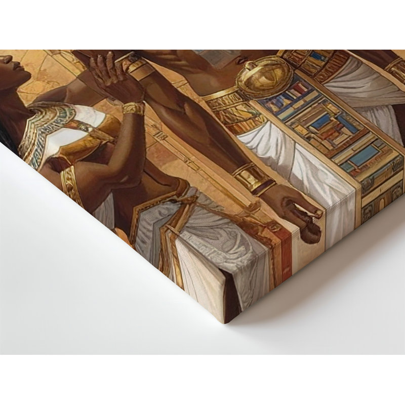Toile, art mural divin, pharaon et reines révérentes, royauté égyptienne symétrique, H 18 po x l 24 po