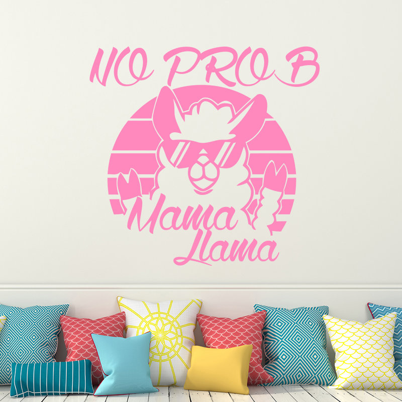 Décalcomanie murale "no prob maman llama", Rose tendre