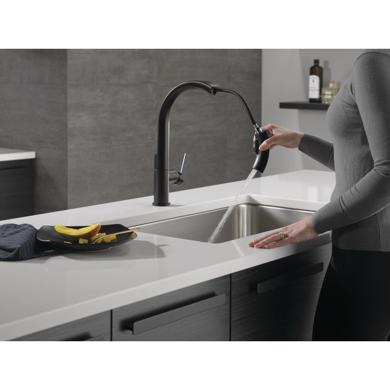 Robinet d'évier de cuisine à poignée simple Keele, Noir mat