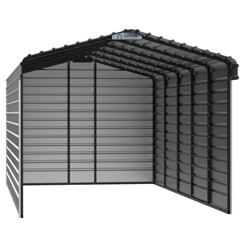 Steel Carport With 3 Wall Kits, 12X24X09, White