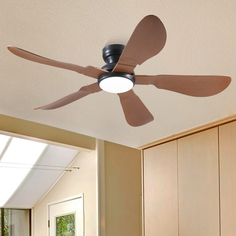 Ventilateur de plafond encastré 52 po avec lumière et télécommande, 52 po de largeur, Brun