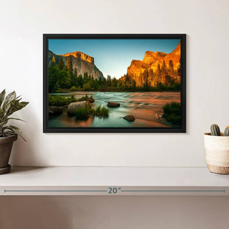 Placid Yosemite Waters, Cadre flottant noir, 13 po x 9 po