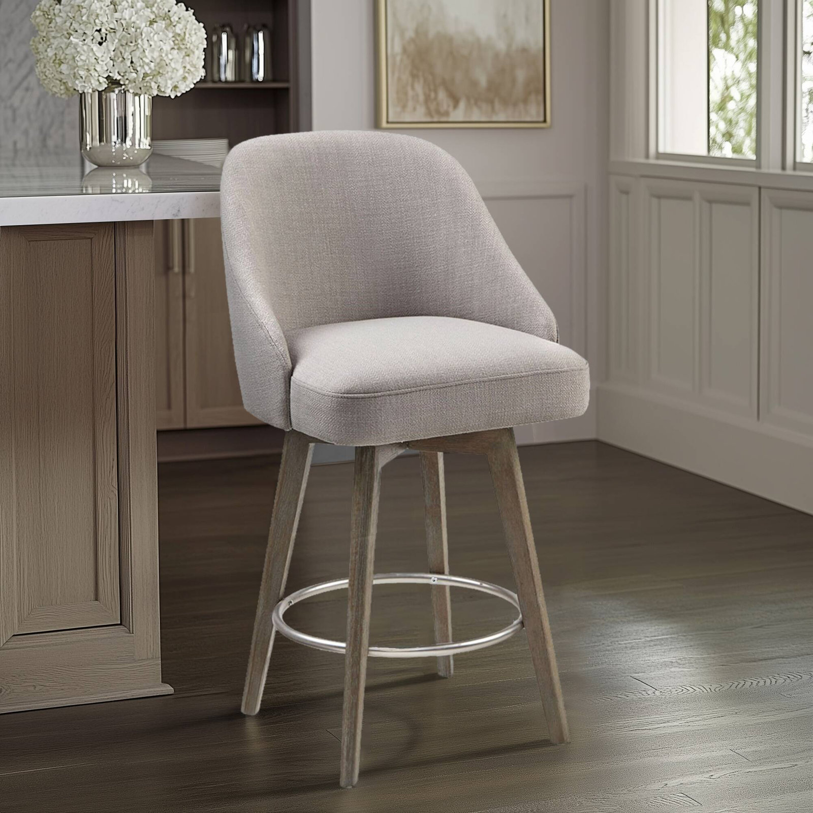 Pearce Swivel Stool, Gray, Counter Stool (25.75” Seat Height), 1