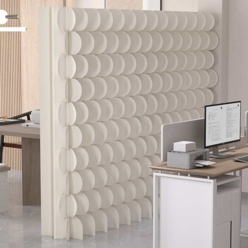 Double‑Sided Foldable Paper Room Divider, Freestanding Privacy Partition with Fish‑Scale Texture on One Side & Accordion Pleats on Reverse, Tool‑Free Bendable Space Separator for Home, Office, Studio & Events