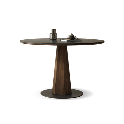 Dark Walnut Round Rock plate Solid wood base plate White wax wood table legs Dining table