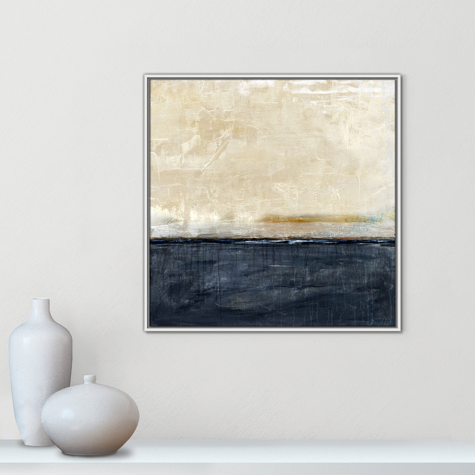 Better Days Navy Print by Denise Brown, 31.5" H x 31.5" W, White