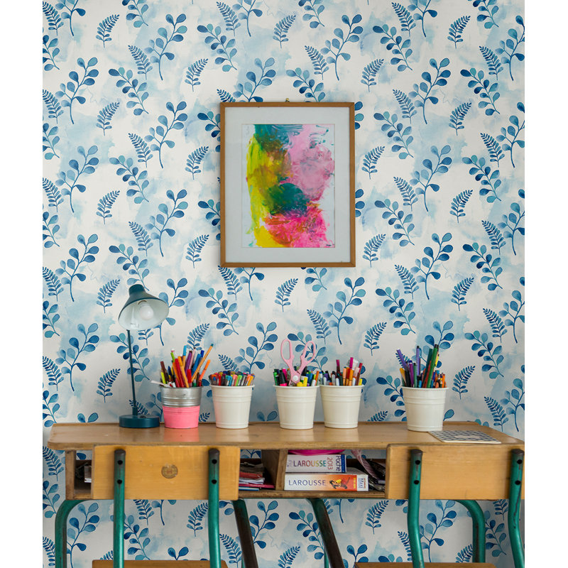 Rouleau de papier peint adhésif L 18 pi x l 20 po Katara, Bleu marine