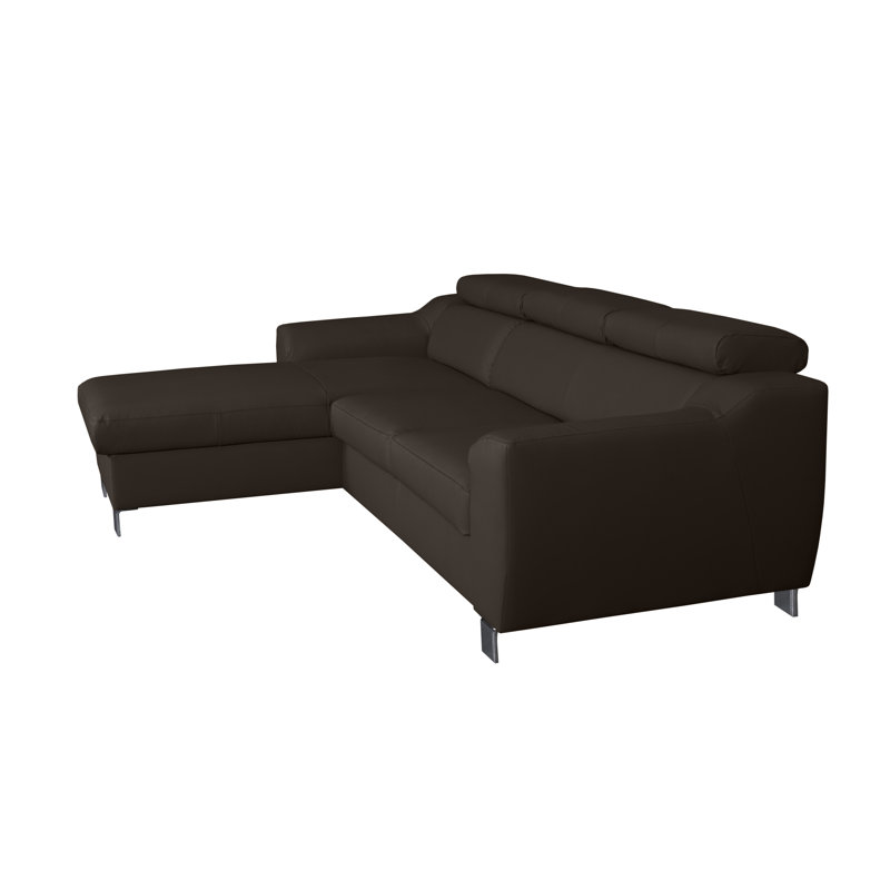 Alford Faux Leather Corner Sofa with Sleeping Function and Storage, Left Hand Facing, Brown