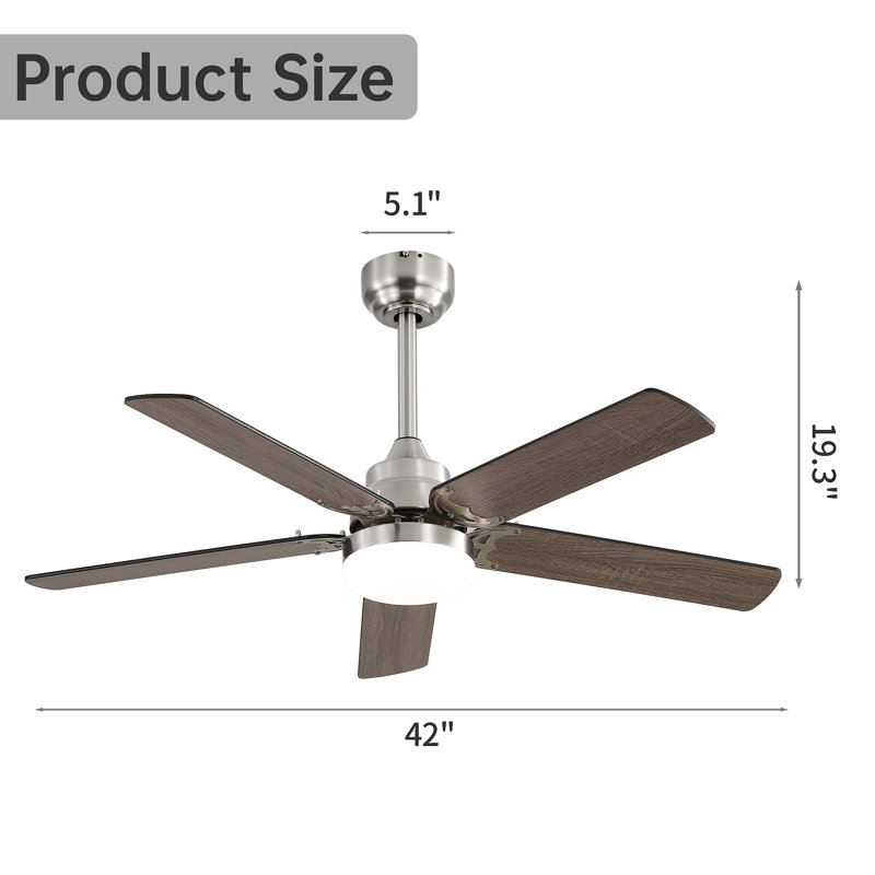 Ventilateur de plafond 5 pales réversible Noiseless