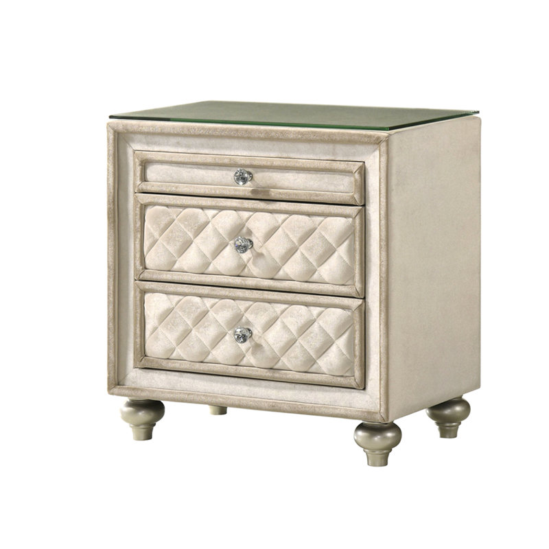 Beige 2-Drawer Nightstand