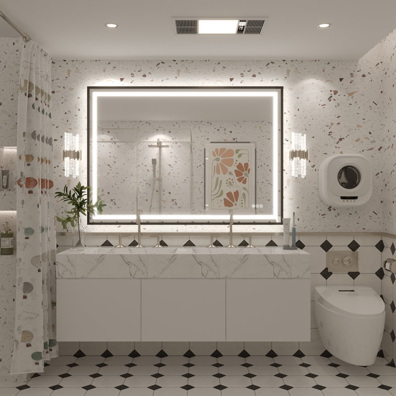 Miroir de salle de bain / meuble-lavabo mural Molly, 51 po x 36 po, Noir
