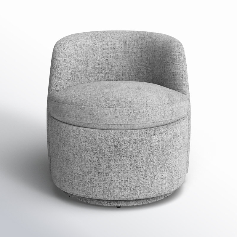 Estes Upholstered Swivel Barrel Chair, Nathan Gray Performance Tweed