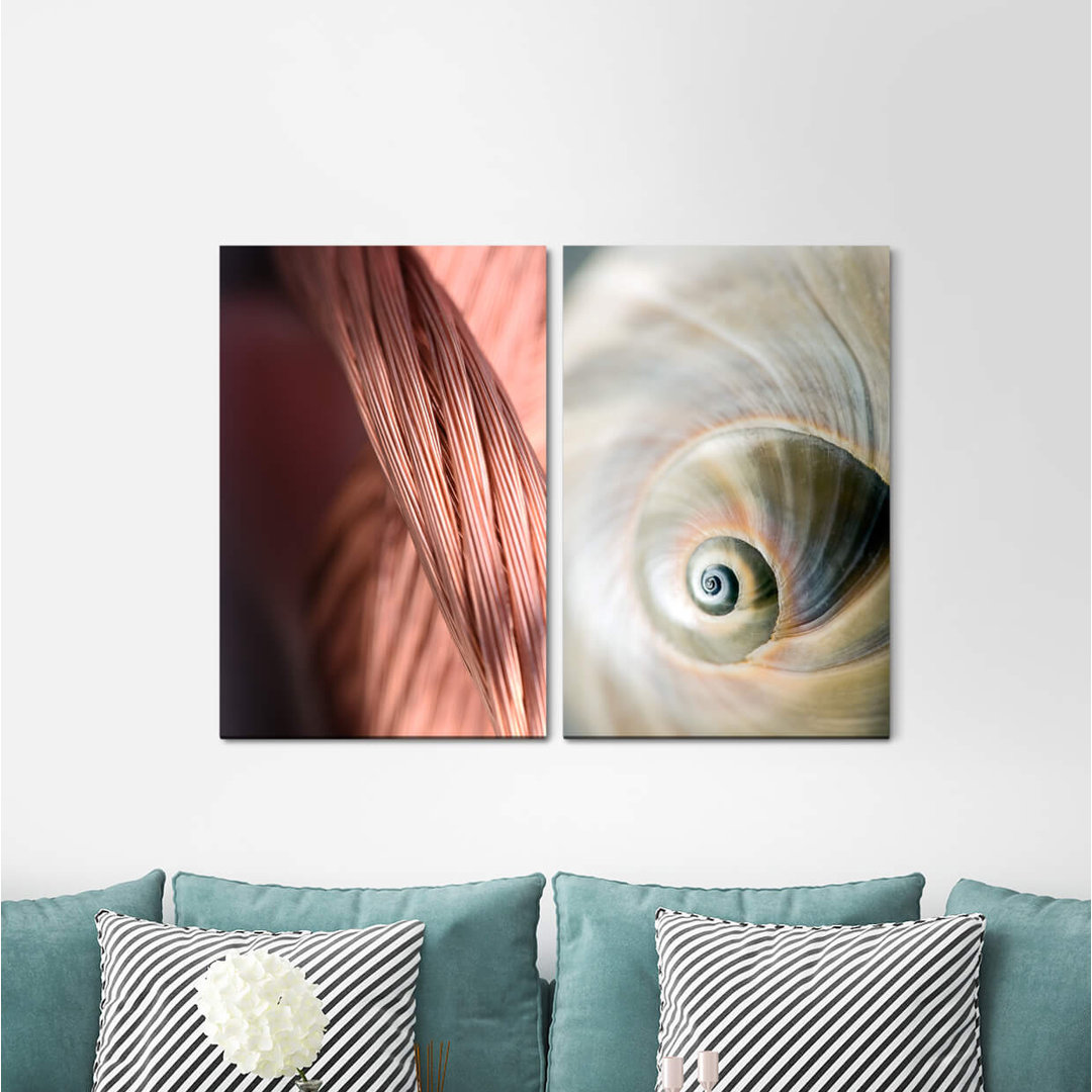 2-tlg. Leinwandbilder-Set - Fotografie „Copper Wire Wire Snail Shell Snail Office”