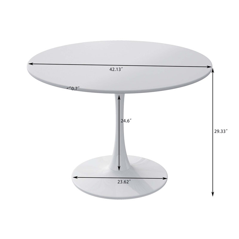 Table de salle à manger Bjarnheiur, Blanc, Marbre blanc, H 29,33 po x l 42,13 po x P 42,13 po