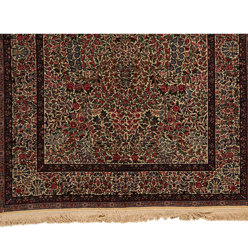 Tapis brun / noir / rouge de haute qualité noué à la main