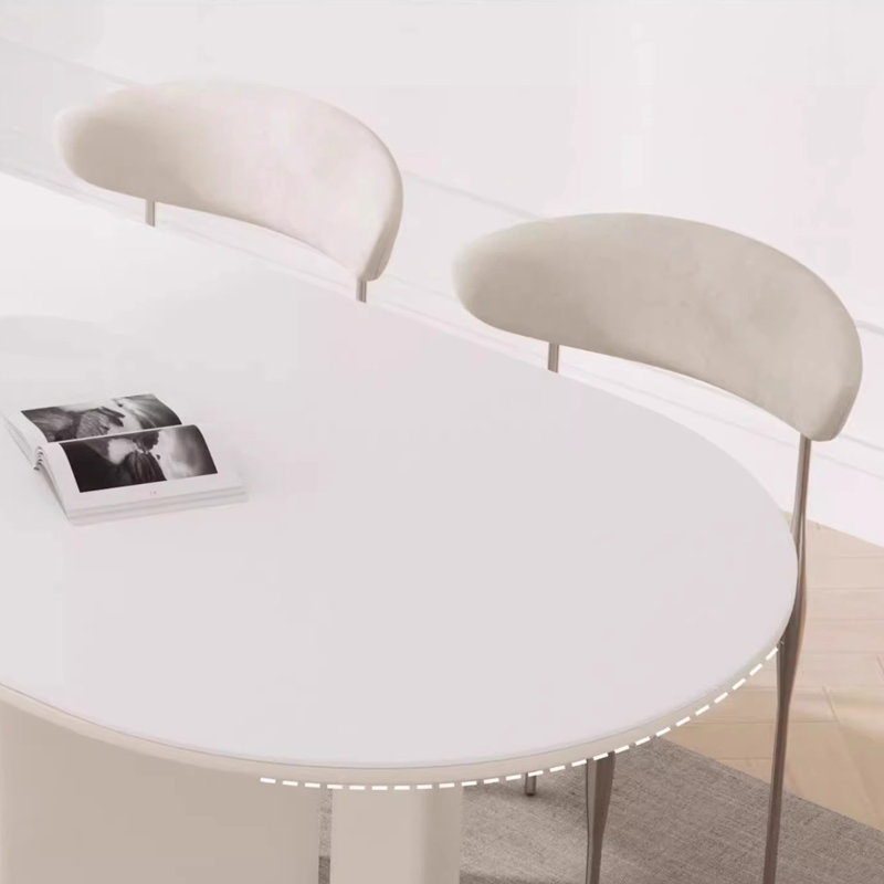 Table de salle à manger en marbre de style crème, H 29,5 po x L 55,1 po x l 31,5 po