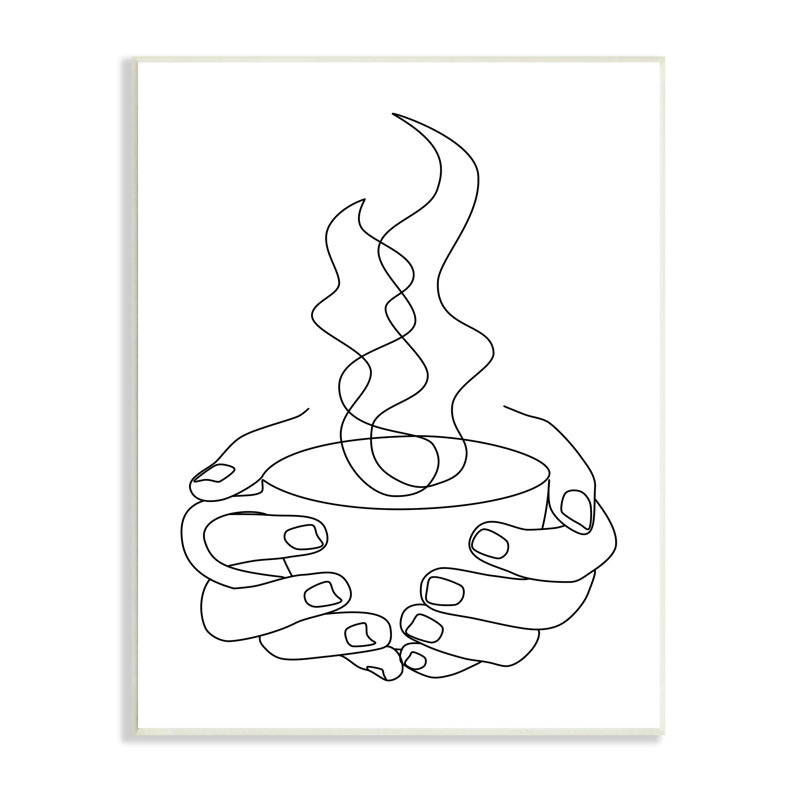 Mains tenant une tasse de café chaude - impression sur toile, H 15 po x l 10 po x P 0,5 po, Unframed
