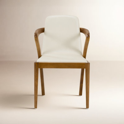 Downham Solid Wood Upholstered Arm Chair in Cream