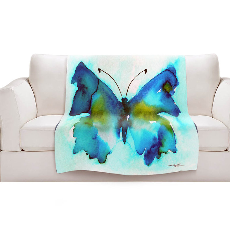 Couverture sherpae douce 34 de papillon aquarelle, l 51 po x L 60 po