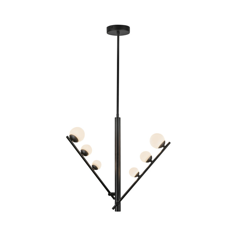 Cypress 2 Arm Opal Glass LED Pendant, Black