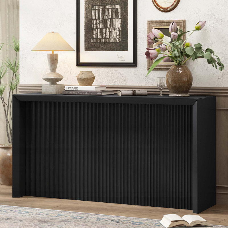 Console en placage de bois d'acacia, Noir