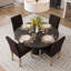 Ensemble de table de salle à manger pour 4 personnes avec table ronde et 4 chaises rembourrées en lin-766956707