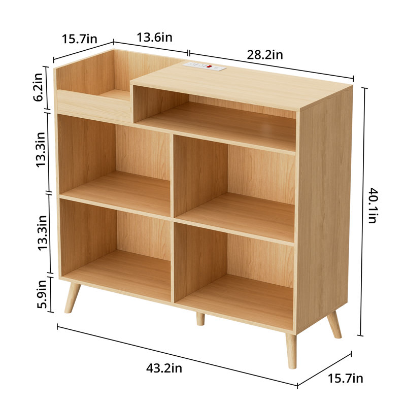 3 Tier Large Record Player Stand With Power Outlet, Vinyl Record Storage Table Holds Up To 500 Albums, Mid-Century Turntable Stand
