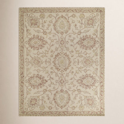 Aden Ivory Blush Hand-Hooked Wool Oriental Rug