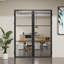 Portes intérieures doubles à 3 panneaux en verre clair, 60 po x 80 po, portes françaises en aluminium noir mat pour salon et salle à manger-136026385