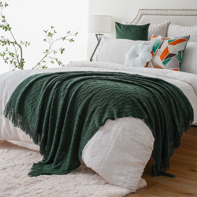 Throw Blanket for Couch, Textured Soft Throw Blankets, Decorative Knitted Blanket for Home Living Room Decor, 50"x60"