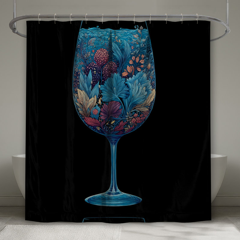 Rideau de douche floral en verre - Boho bohémien, 70in W x 72in H