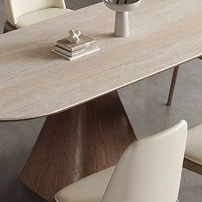 Sintered Stone Dining Table with Solid Ash Wood, 29.5"H x 62.9"L x 31.4"W