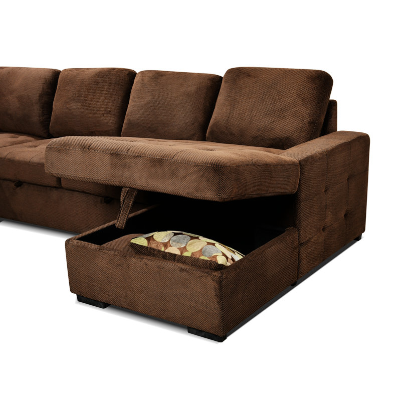 Canapé à accoudoirs carrés 96,86 po Annarama, Polyester brun foncé